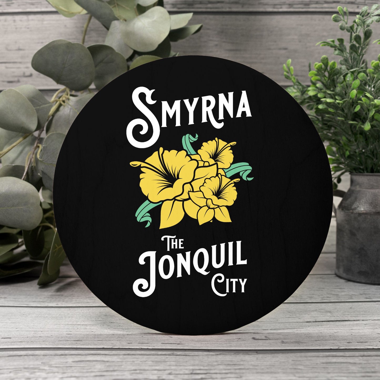 8" Smyrna Jonquil City Wood Sign